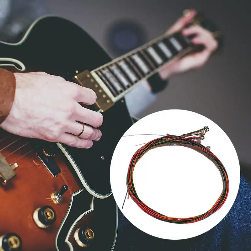 

6PCS/set Wooden Electric Guitar Strings Acoustic Guitar Steel Strings 6 string guitar Multi Color Guitar Parts & Accessories