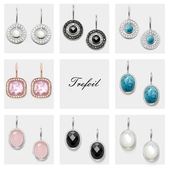 

Oval Square Ornament Swan Neck Drop Dangle Earrings,2019 CZ Fashion Jewelry Ts Trendy 925 Sterling Silver Gift For Women Girl