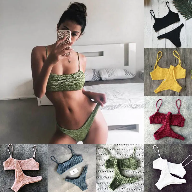 

Women Summer Sexy Hot Padded Bra Bikini Set Swimsuit Women Push-up Triangle Swimwear Bathing