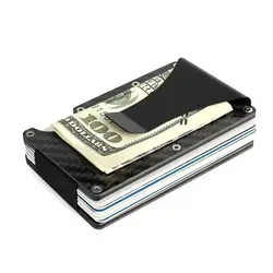 Металлический мини-зажим для денег модный бренд черный белый Кредитная карта ID держатель с RFID Анти-Вор кошелек мужской карбоновый зажим