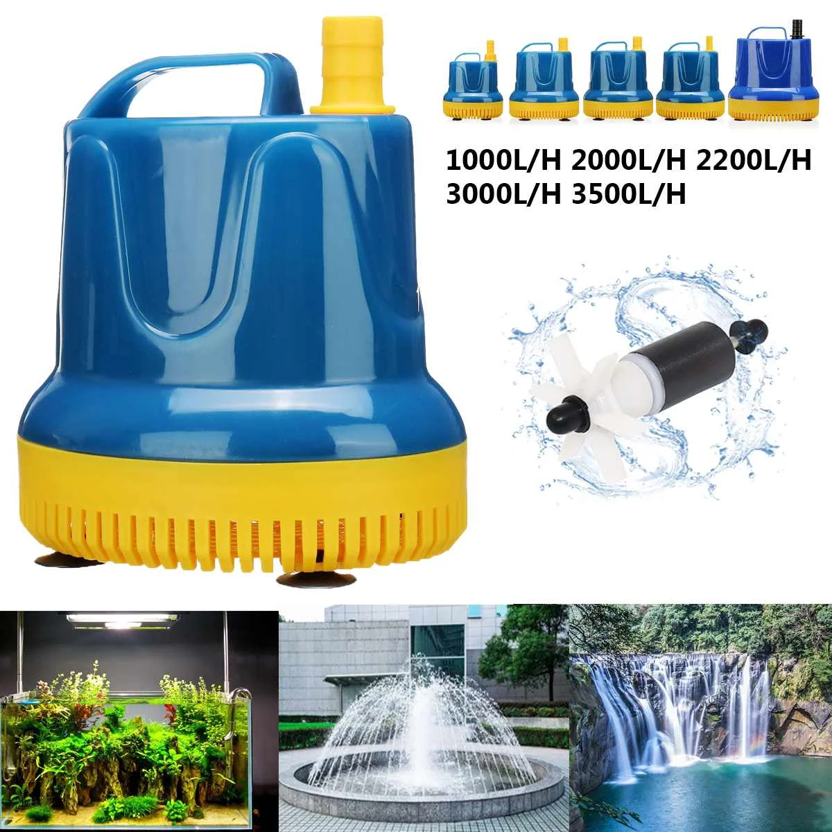 

25W/35W/45W/65W/85W Water Pump Fish Tank Aquarium Pond Fountain Submersible Ultra-Quiet Pump Spout Feature with US Plug