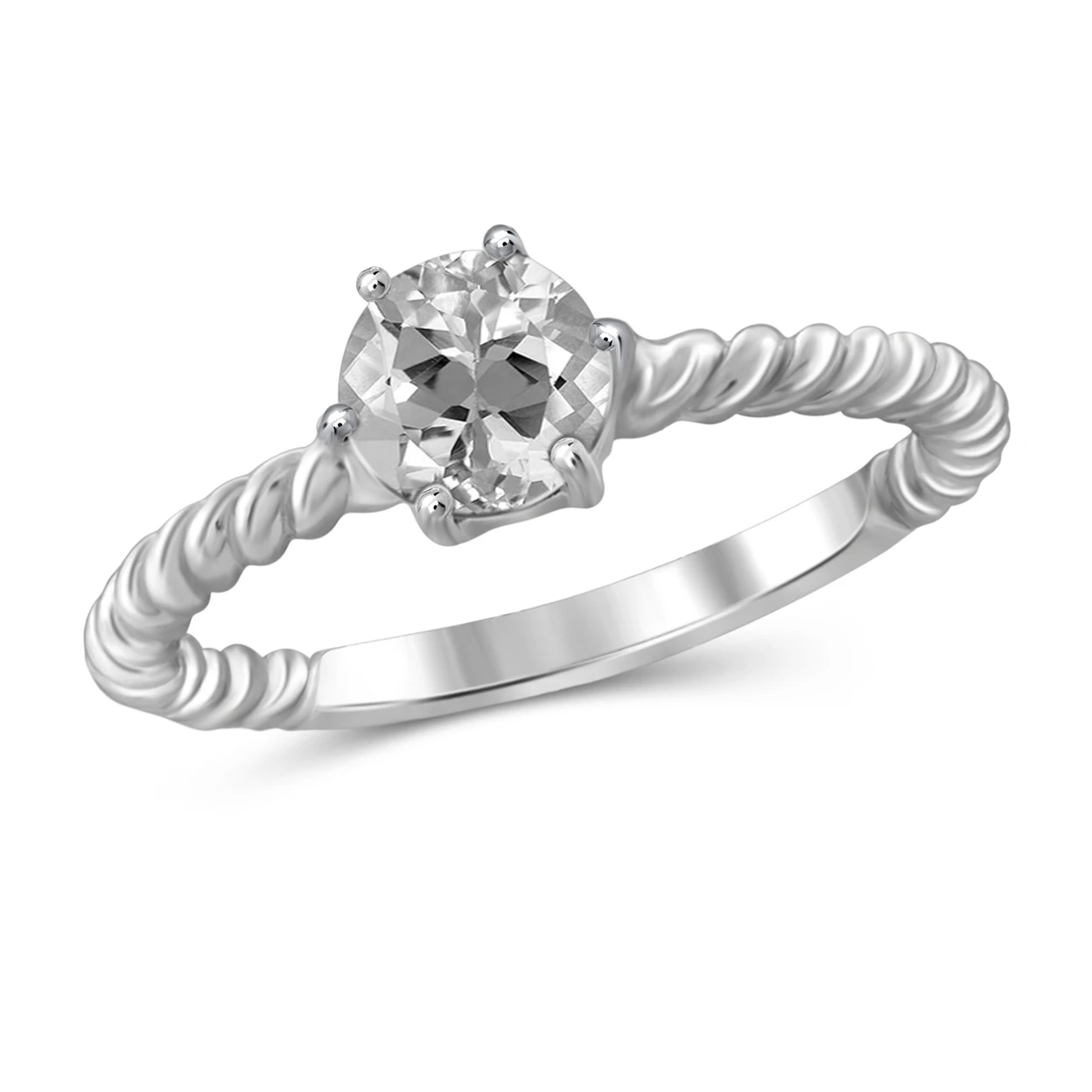 Jewelonfire 1.00 Carat T.g.w. White Blue Stone Sterling Silver Rope Band Ring | Украшения и аксессуары