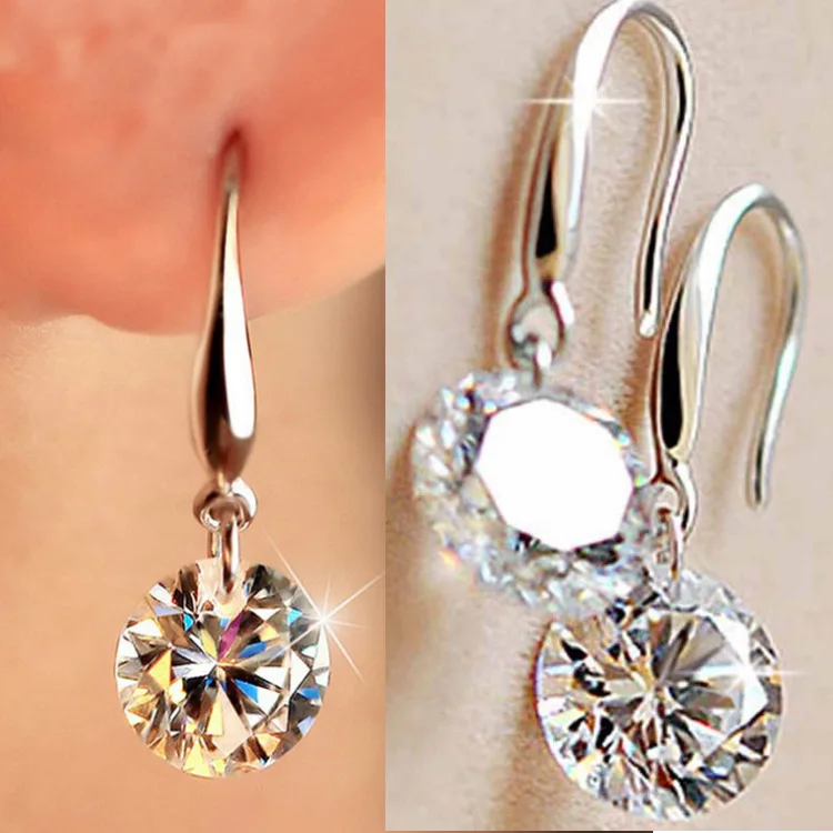 

Fashion 925 Silver Ear Hook Crystal Zircon Earrings for Women Temperament Studs Hypoallergenic High Quality Jewelry Wholesale