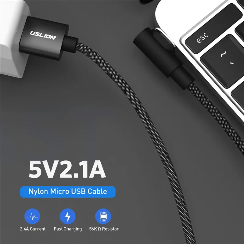 USLION 90 градусов магнитное зарядное устройство Micro USB кабель Быстрая зарядка usb type C кабель для samsung/Xiaomi/iPhone Android Phone 3A