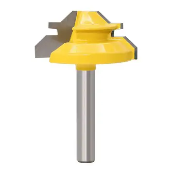 

1Pc 45 Degree Lock Miter Router Bit 8*1-1/2 Inch Shank Woodworking Tenon Milling Cutter Tool Drilling Milling For Wood Carbide