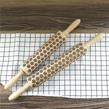 39/44 см рождественские тисненая скалка для выпечки печенья лапша печенье, фондан, пирог тесто гравировкой ролик олень; Снежинка