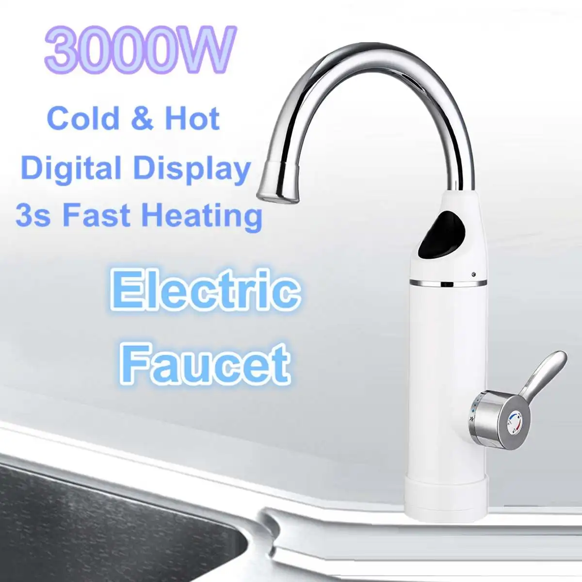 

Electric Kitchen Water Heater Tap Instant 3000W Hot Water Faucet Heaters Cold Heating Faucet Bathroom Tankless Instantaneous