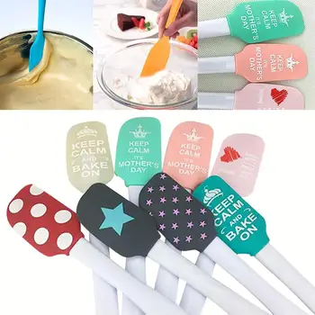 

1pc Cute Heart Stars Letters Pattern Cake Spatula Food Grade Silicone Butter Scraper Cake Cream Mixing Baking Tools Random