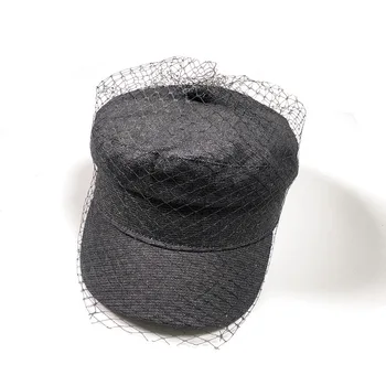 

2018 Retro High Quality Net yarn Corduroy Elegant Beret Solid Newsboy Octagonal Hat Women Cap For Female The French Artist Beret