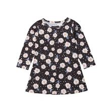 Новое Детское платье для маленьких девочек платье с цветочным принтом и длинными рукавами платье с ромашками одежда платья-пачки