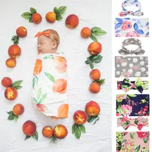 Милый комплект из 2 предметов для новорожденных; хлопковое мягкое одеяло с принтом; полотенца для пеленания+ повязка на голову; реквизит для фотосессии; аксессуары для детей от 0 до 3 месяцев