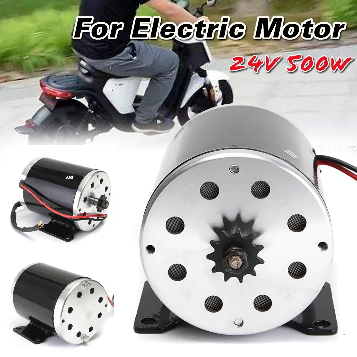 

New 24V 500W 28.5A Electric Brushed Motor 2800Rpm with bracket For Scooter E-Bike Mini Bike Go Kart