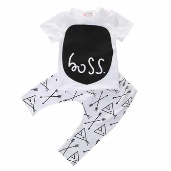 

Infant Newborn Baby Boys Outfits T-shirt Tops Long Pants 2Pcs Clothes Set Kids Clothes Boys 2019 Summer Baby Set Cotton Cute