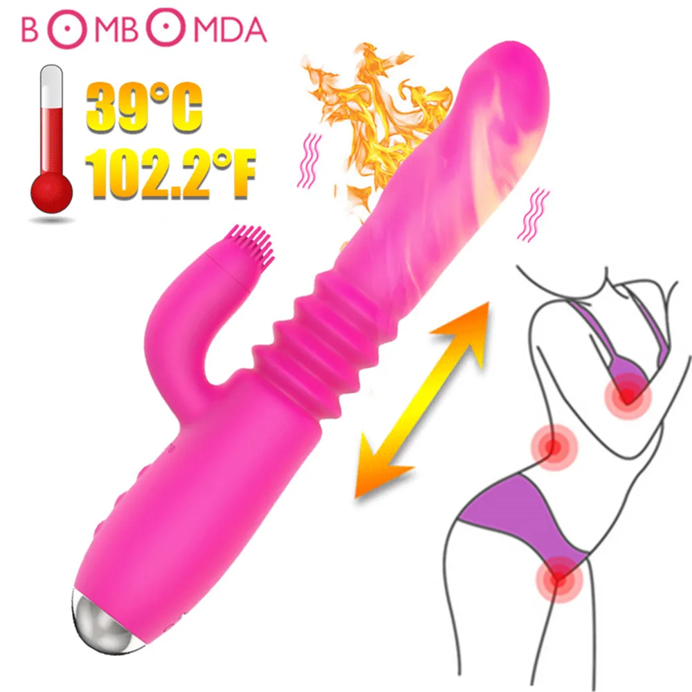 36 Speeds Heating G Spot font b Dildo b font Vibrator Automatic Telescopic Vibrator Masturbation Adults