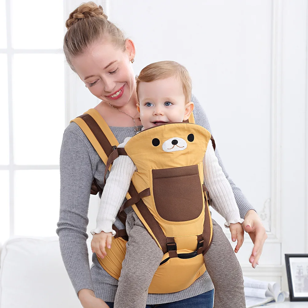Фото Cute Cartoon Baby Carrier Backpacks 10 Functions Suitable for Multiple Ages Kangaroo Sling Wrap Infant | Мать и ребенок