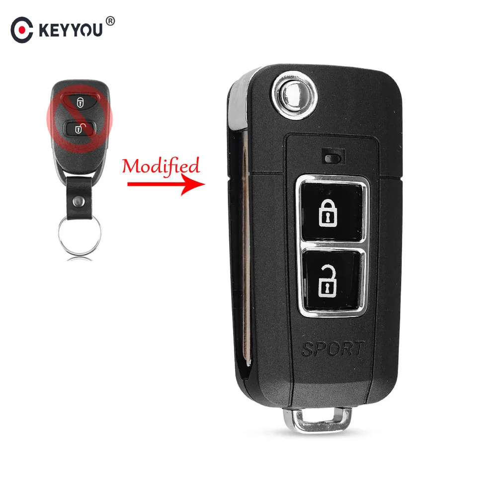 Раскладной чехол KEYYOU для Hyundai Tucson ix35 Elantra Accent SANTA FE 2 кнопки|Ключ от авто| |
