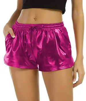 

Summer Women Pu Shorts Faux Leather Drawstring Sexy Shorts Loose Mid Waist Casual Slim Ladies Club Shorts