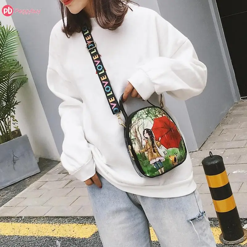 Mini Koreanische Stil Mädchen Floral Print Schulter Messenger Tasche kawaii Kleine Leder Handtasche für Frauen Sling Umhängetaschen
