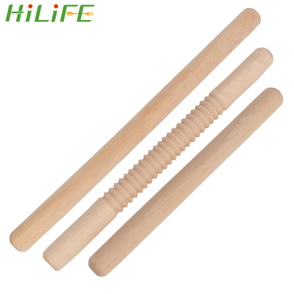 

HILIFE Embossed Cake Decorating Dumpling Wrapper Tool Cake Fondant Pastry Non-stick Pastry Cooking Tools Solid Wood Rolling Pin