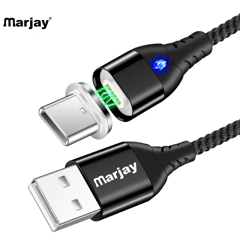 Магнитный кабель Marjay type-C 5А для быстрой зарядки samsung, магнитные Кабели USB C для huawei P20, кабель передачи данных для мобильного телефона