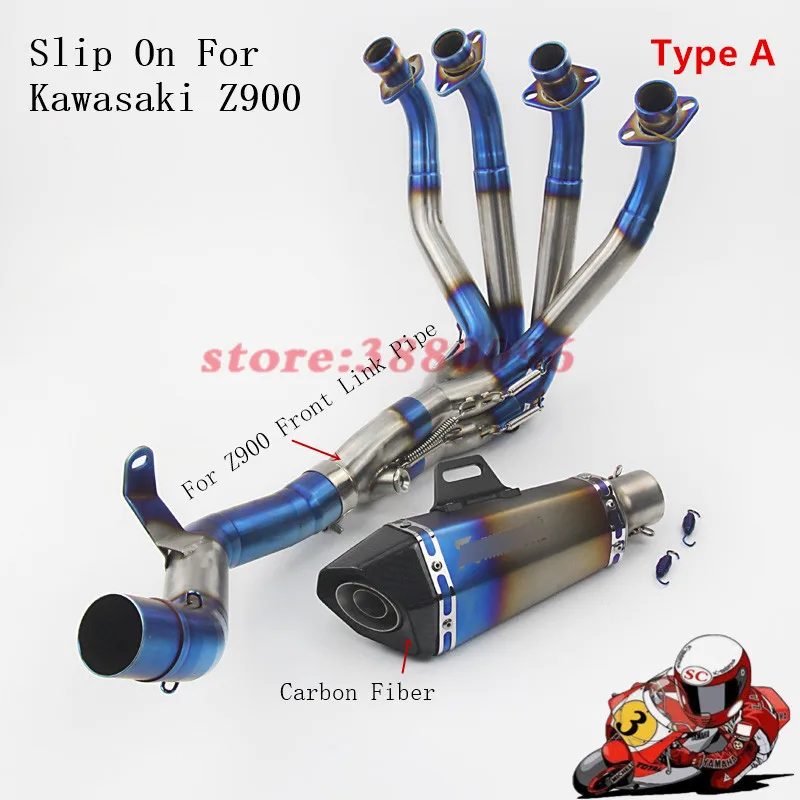 

Motorcycle Full Exhaust System Slip on For Kawasaki Z900 Carbon Fiber Exhaust Muffler Pipe