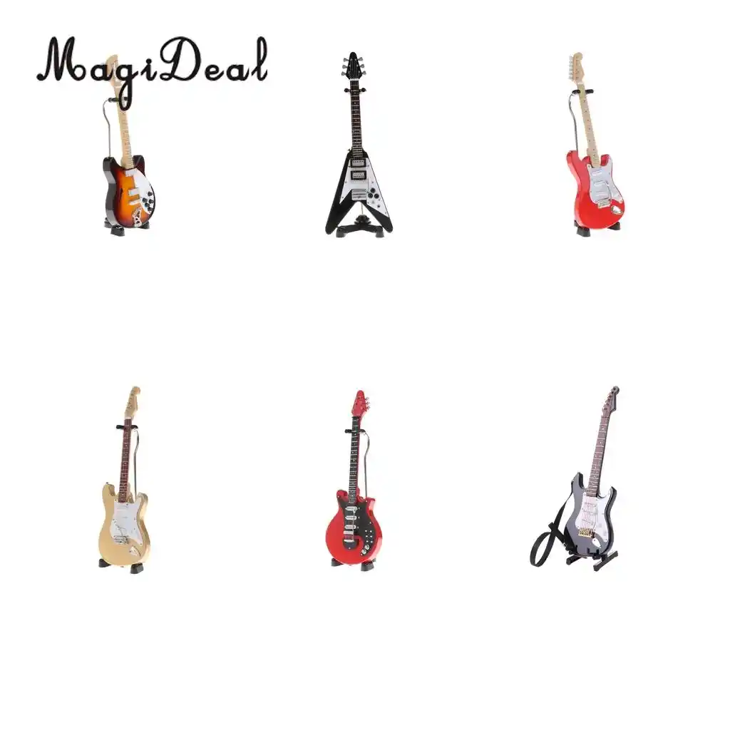 1//6 Scale Guitar Instrument With Display Stand /& Case Set Dollhouse Decor