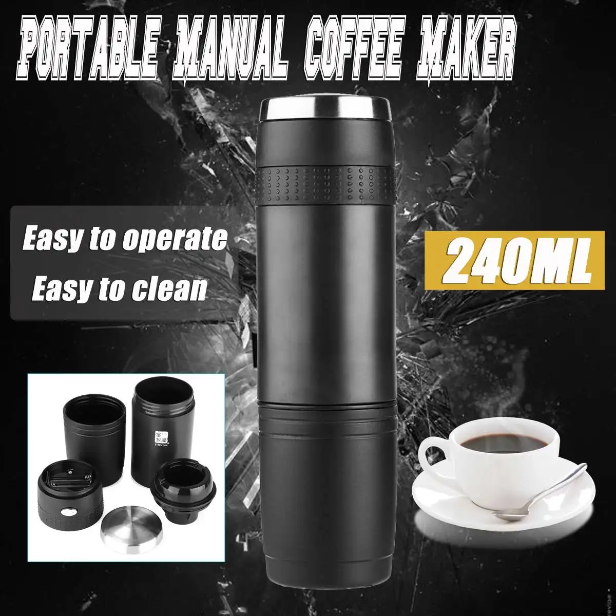 

240ML Outdoor Coffee Machine Mini Portable Electric Hand Punch Coffee Pot Pressure Espresso Coffee Machine For Home Travel