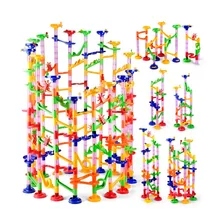 105PCS DIY Track Building Pipe Blocks For Children Ball Circuit Marble Race Run Maze Balls Educational Toys Gift Duploe Blocks 105pcs diy construction marble race run maze balls building blocks deluxe marble race game toys kids christmas xmas gifts toys