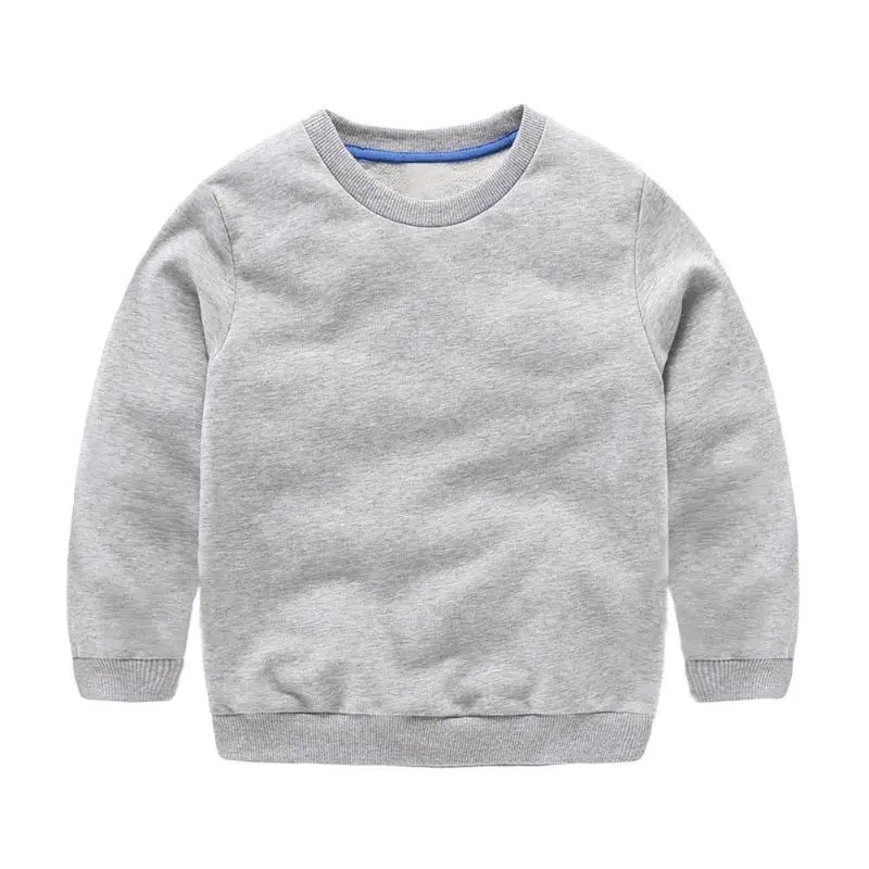 

Spring Boys Sweatshirts Basic Cotton O-Neck Fashion Warm Solid Color Tops D4