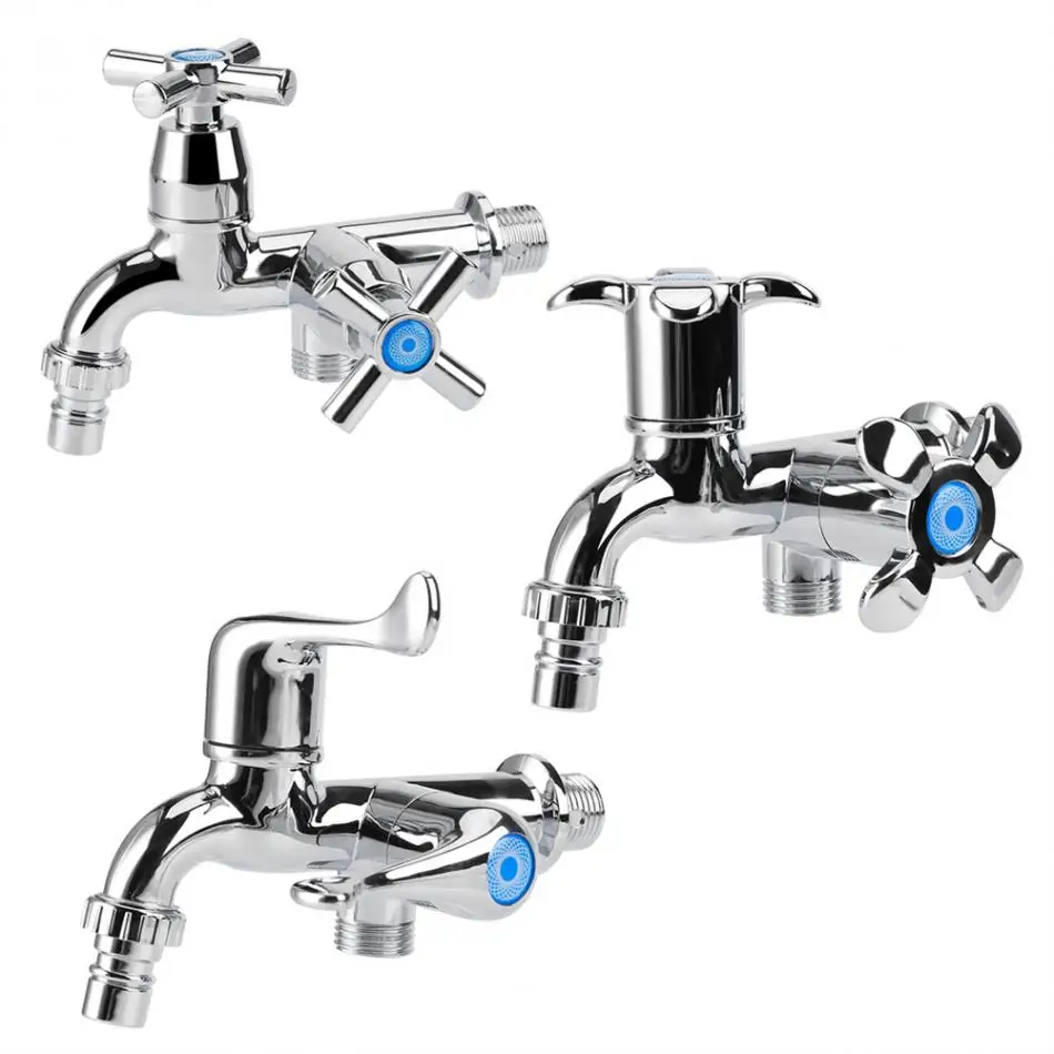 

G1/2 Washing Machine Faucet ABS Plastic Sink Basin Water Tap Double Spout Double Handle Water Faucet Tool New