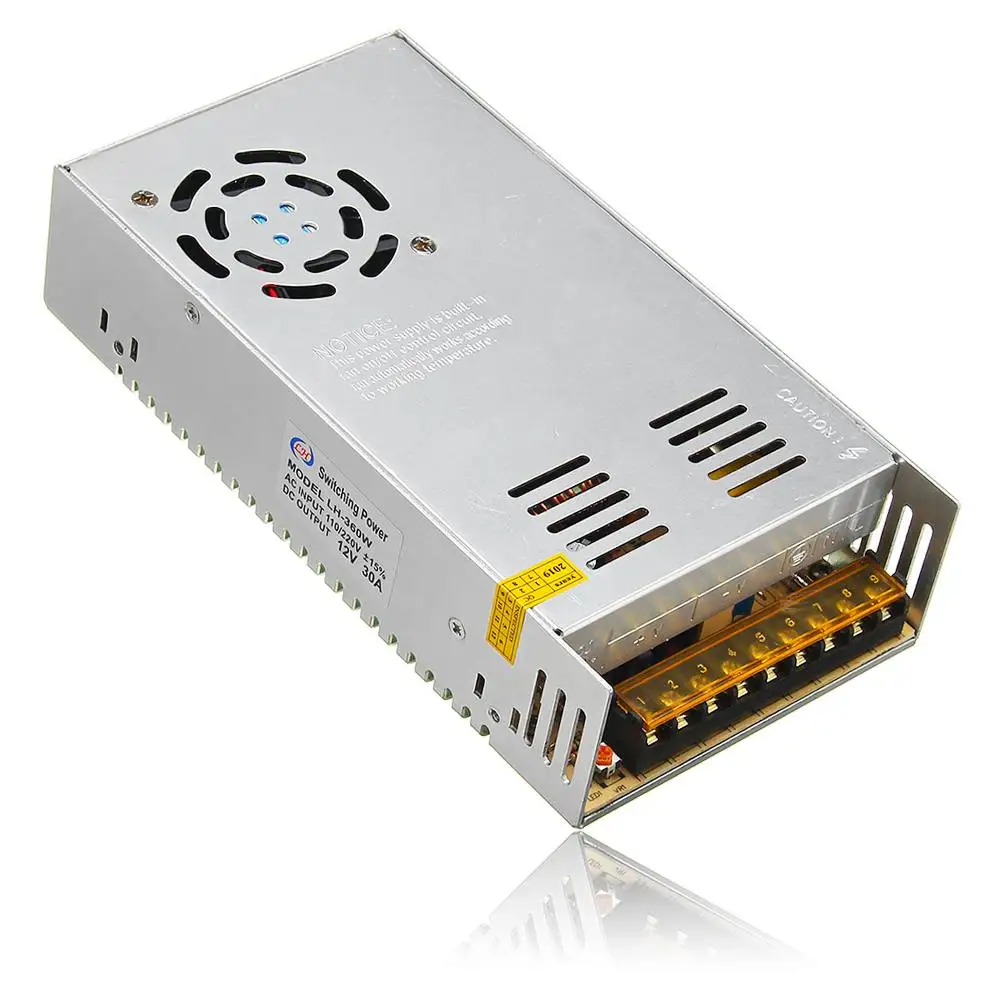 

CLAITE AC110V-220V to DC12V 30A 360W Switching Power Supply Driver Transformer for LED Strip Light