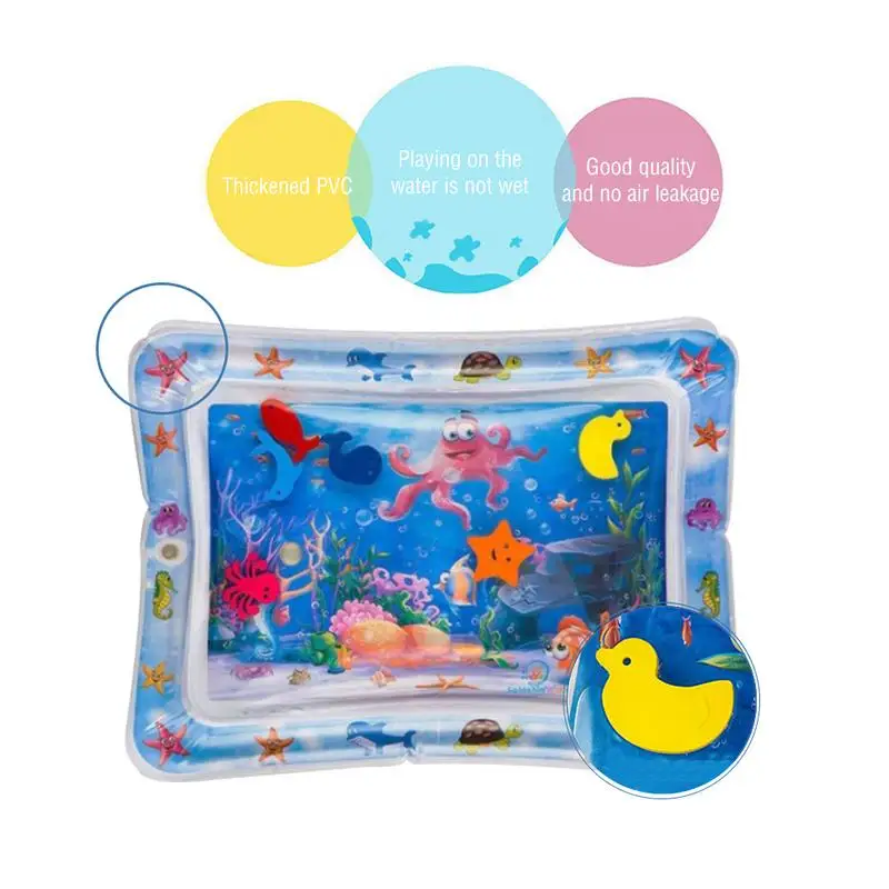 MINOCOOL Inflatable Baby Water Mat Fun Activity Play Center for Children Infants with 6 Movable Small Animals