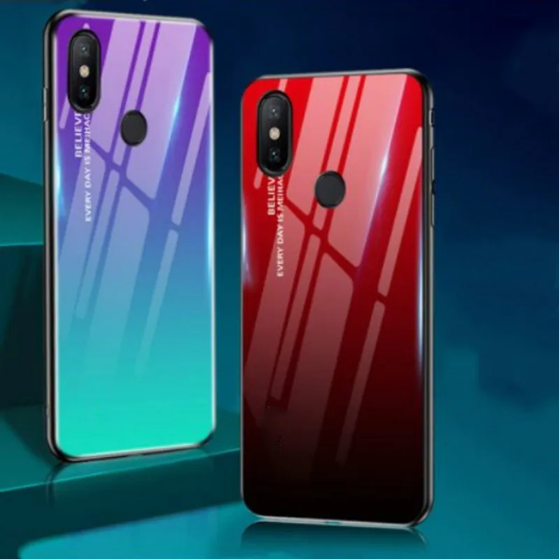 

Gradient Tempered Glass Case For Xiaomi Redmi 7 Note 7 6 5 Pro 5 Plus 6A Cover Shell For Xiaomi Mi 9 9SE 8 A2 Lite A1 Case Coque