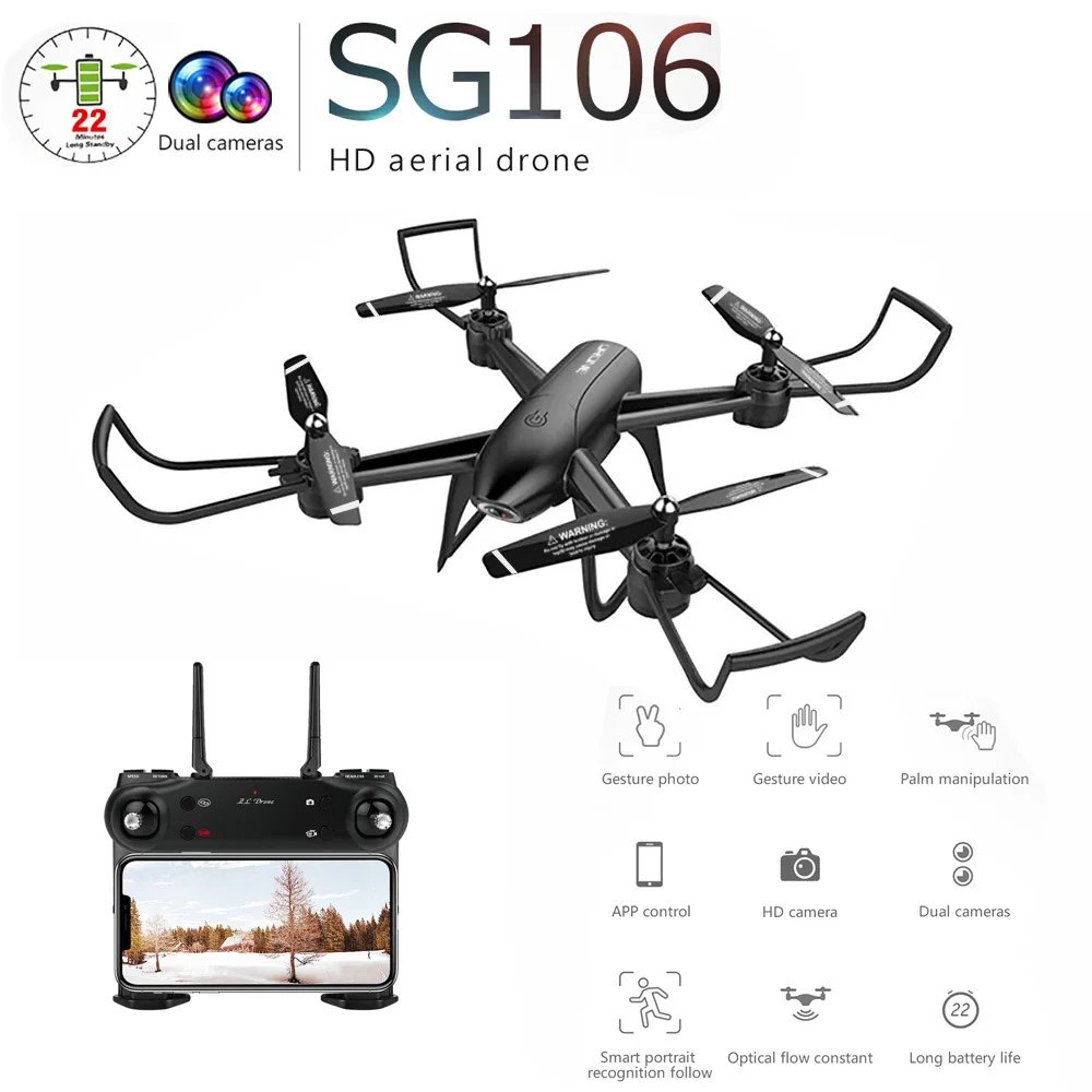 SG106 RC Helicopter Drones With Camera Hd 1080p Drone Wifi Fpv Dual Camera Wide Angle Optical Flow Rc Quadcopter Vs S20 E58 F11