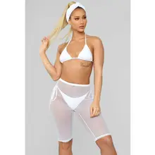 Бренд, модный сексуальный женский прозрачный однотонный сетчатый купальник, шорты, нижнее белье, бикини