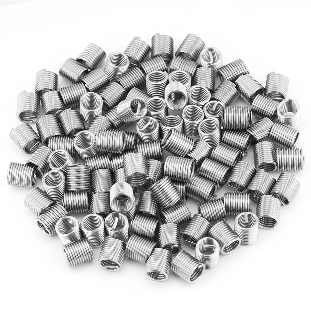 

100Pcs Stainless Steel 304 Coiled Wire Helical Screw Thread Inserts M8 x 1.25 x 2D Length Thread Repair Helical Insert