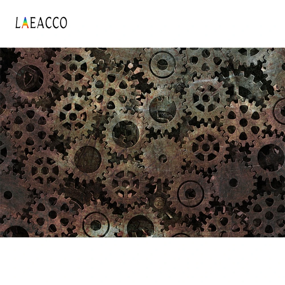 

Laeacco Punk Gears Metal Cogs Portrait Scene Backdrop Photography Backgrounds Customized Photographic Backdrops For Photo Studio