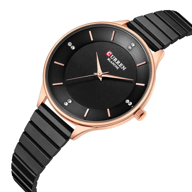

Rhinestone Watch For Women 2018 CURREN Women's Stainless Steel Bracelet Watches Fashion Ladies Quartz Wristwatch Female Clock