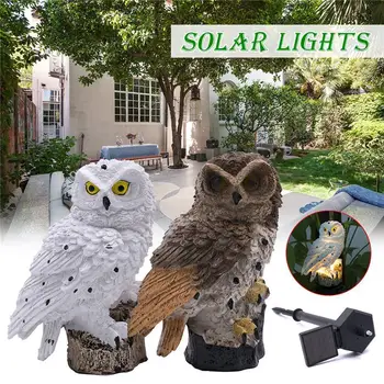 

Owl Solar Light Fake Owl Night On And Sunrise Off Waterproof Outdoor Solar Powered Led Path Lawn Yard Garden Lamps