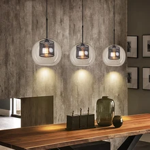 Modern Glass Pendant Lamps American Loft Industrial Kitchen Dining Bar Pendant Lights Living Room Study Lighting Fixtures Avize