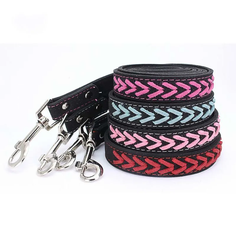 Colorful Weave Striped Dog Leash Rope Double Layer Quick Release Dog