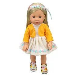 Модная 16 дюймовая Одежда для кукол желтое поддельное платье из двух частей для кукольных аксессуаров