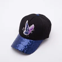 Корейская универсальная хип-хоп Солнцезащитная бейсбольная шляпа, летние шляпы, орфографические цветные бейсболки с бабочкой и пайетками