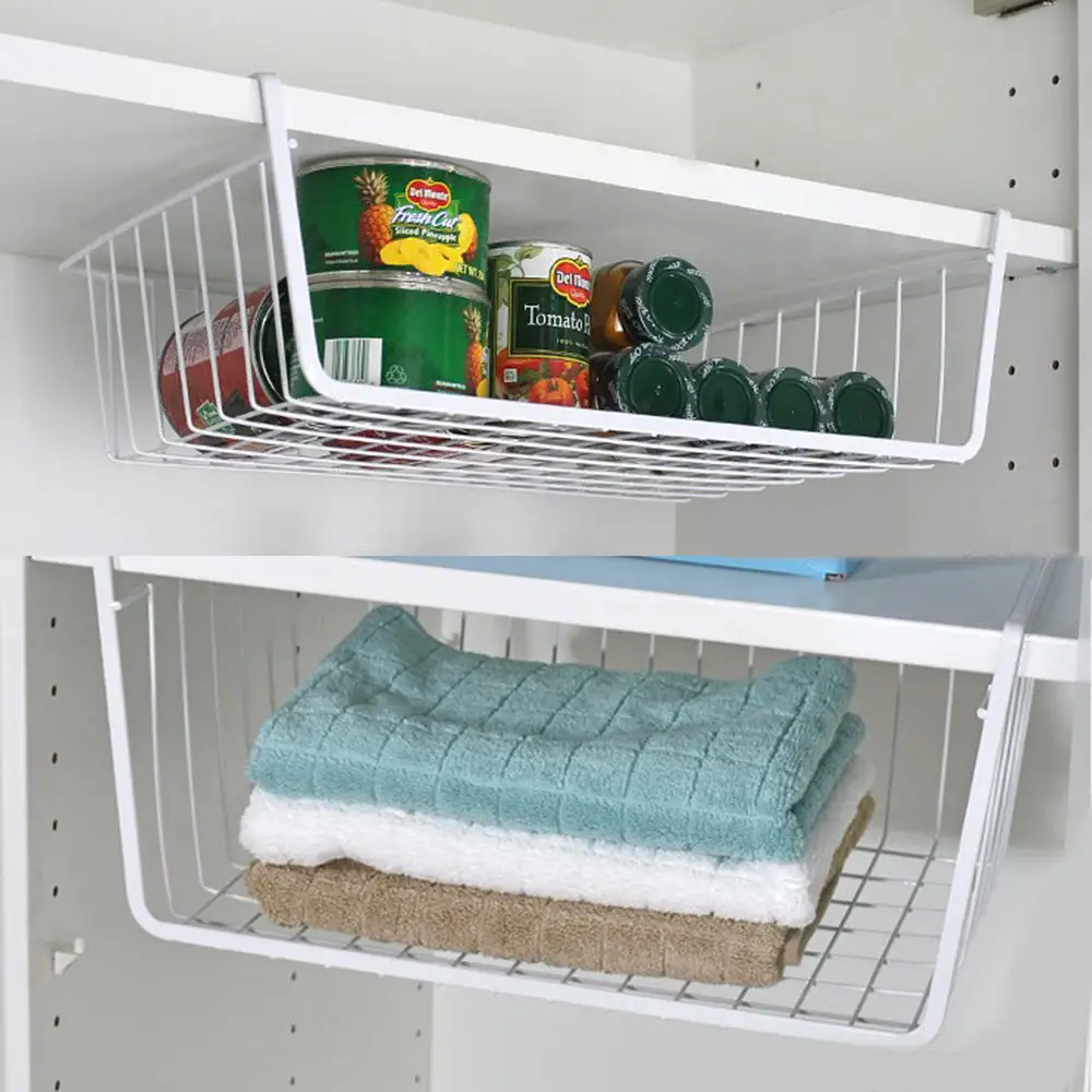 1 шт. под полкой корзина подвесной из металлической проволоки для хранения кухня