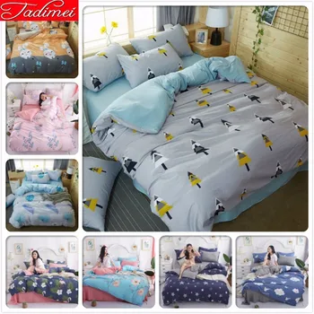 

Single Twin Full Double Queen King Size Duvet Cover 3/4 Pcs Bedding Set Adult Kids 100% Wash Cotton Bed Linen Bedspreads 150x200