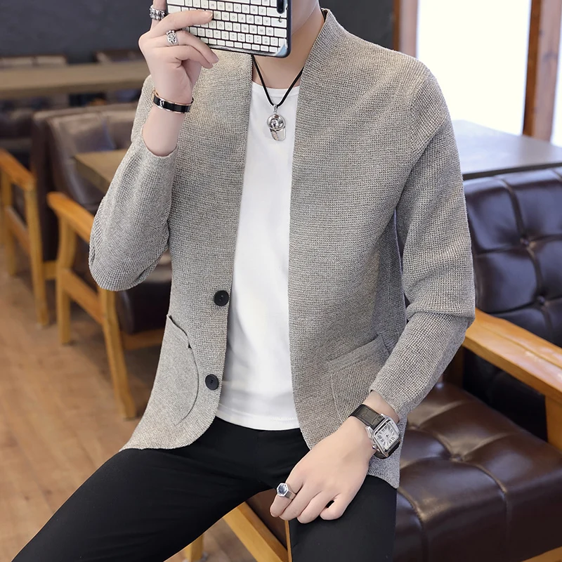 2019 spring new Sweater dress men Male Button Cardigan Loose Coat Teenagers Thin Section Knitting Shirt Clothes Promotion