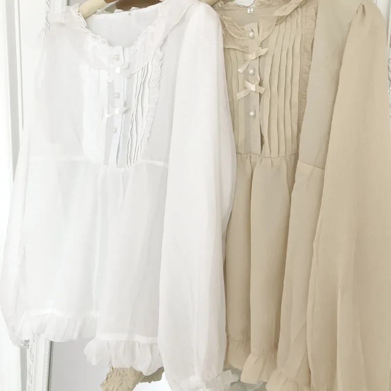 

Free New Arrival Shipping 2019 New Japanese Soft Girls Double Sleeve Lolita Dress Jsk Bottom And Chiffon Lori Shirt