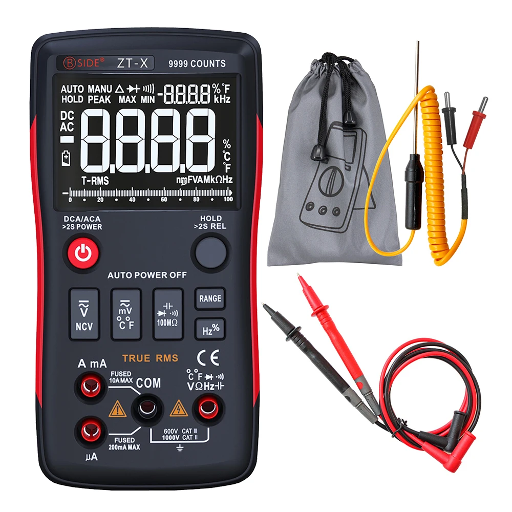 BSIDE Digital Multimeter ZT X True RMS Handheld Multi Meter Multimetro AC DC Voltmeter 9999