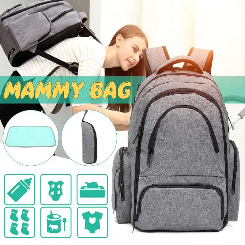 

Multifunctional Large Baby Diaper Backpack Mammy Bag Changing Pad Bottle Sleeve Outdoor Stroller Storage Bag