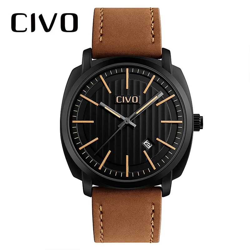 

CIVO Waterproof Analogue Date Calendar Quartz Watch Men Fashion Men's Sports Wrist Watch Simple Design Military Male Clock 9169C
